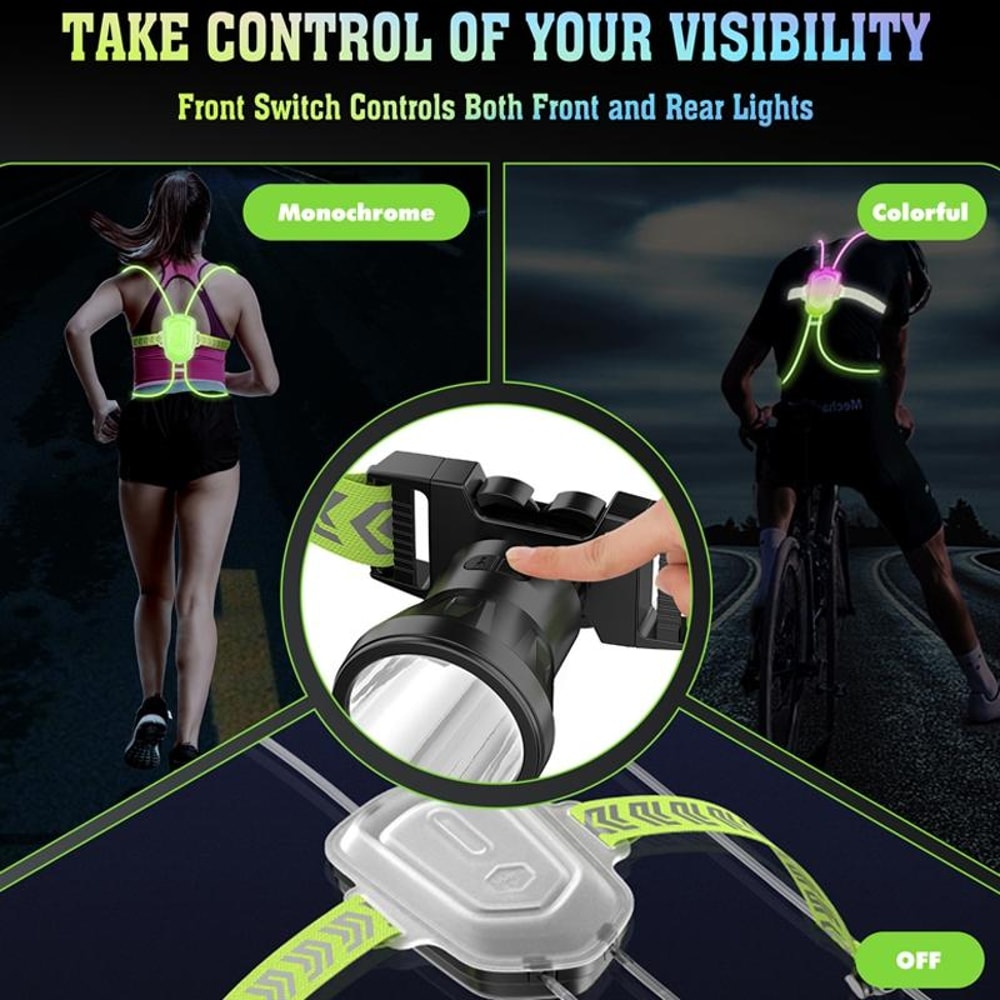 LED Running Safety Vest With USB Rechargeable Front Rear Lights 4