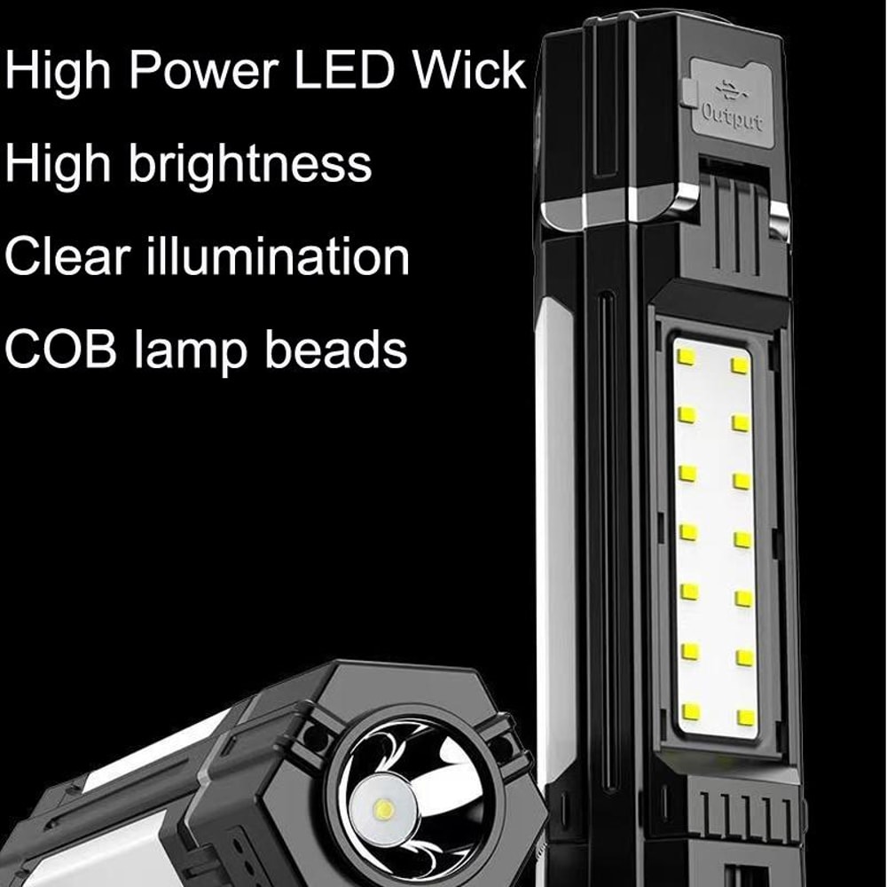 Rechargeable Camping Light With Magnetic Base Foldable Hook Portable LED Work Lamp 7