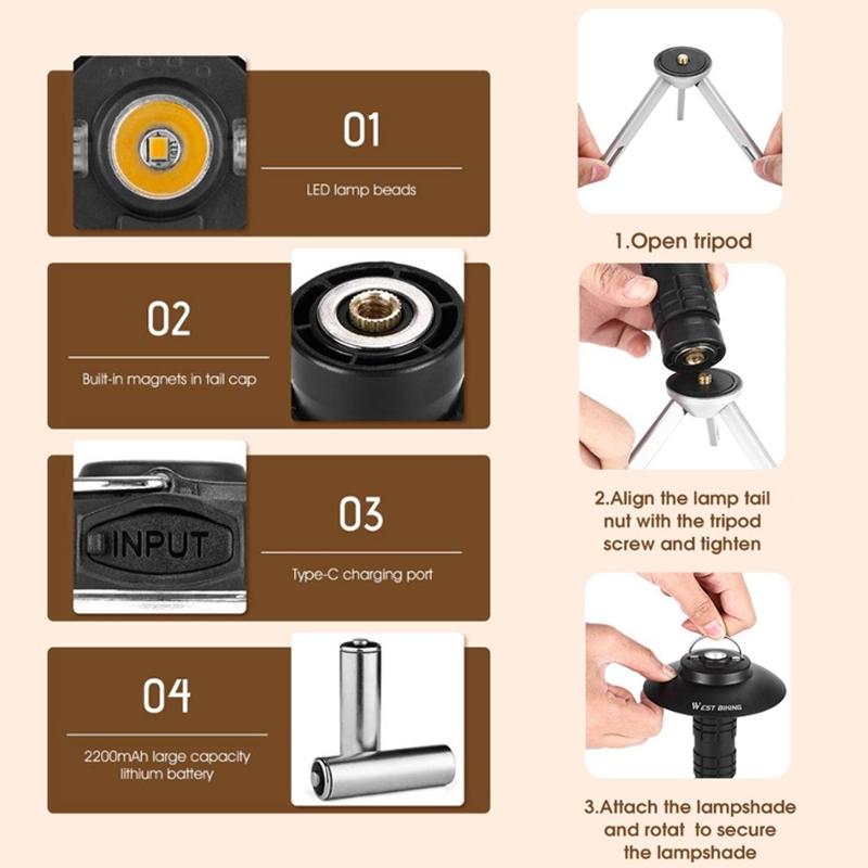 Camping Lantern Portable Magnetic LED Emergency Light 7