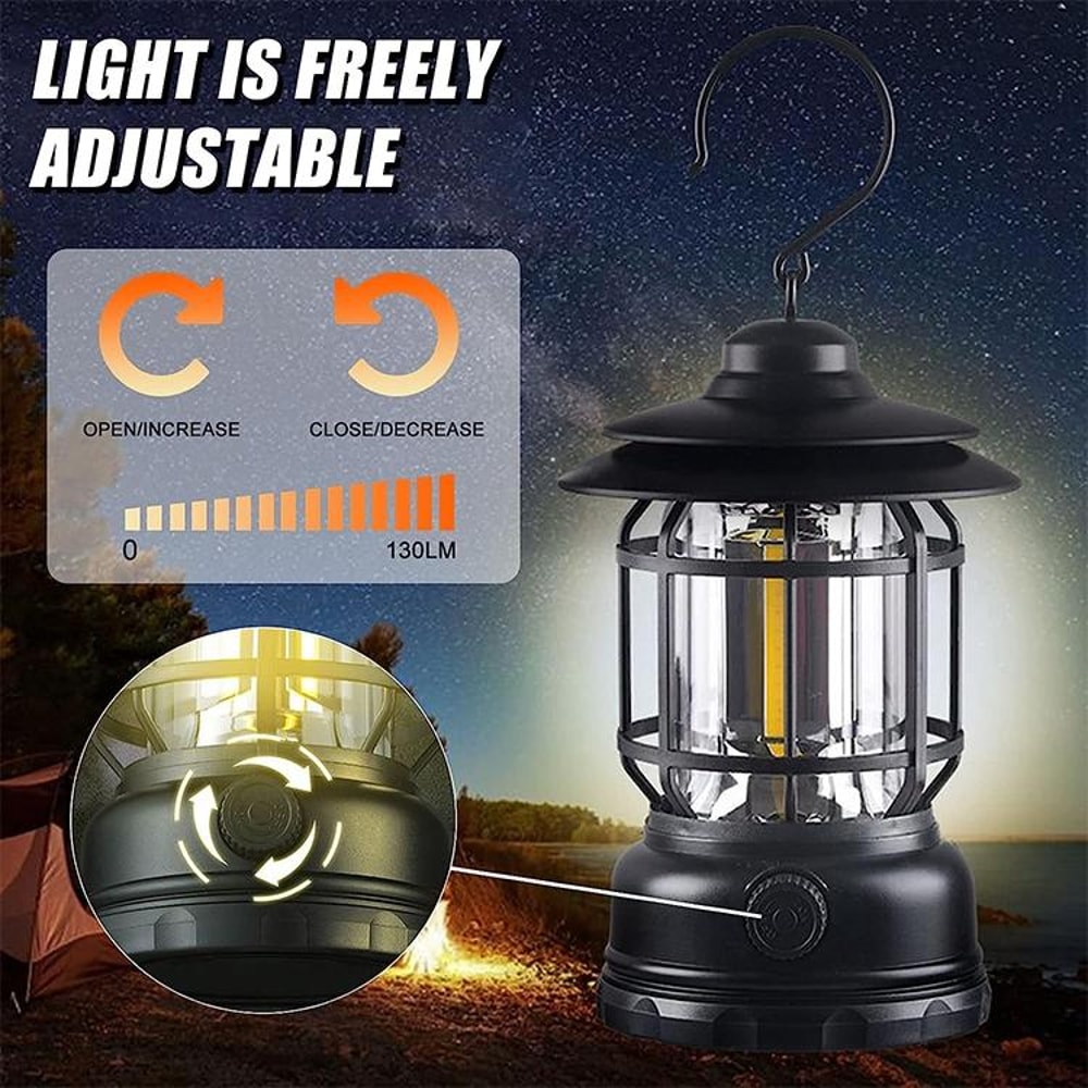 VintageGlow Camping Lantern USB Rechargeable Retro Emergency Light 5