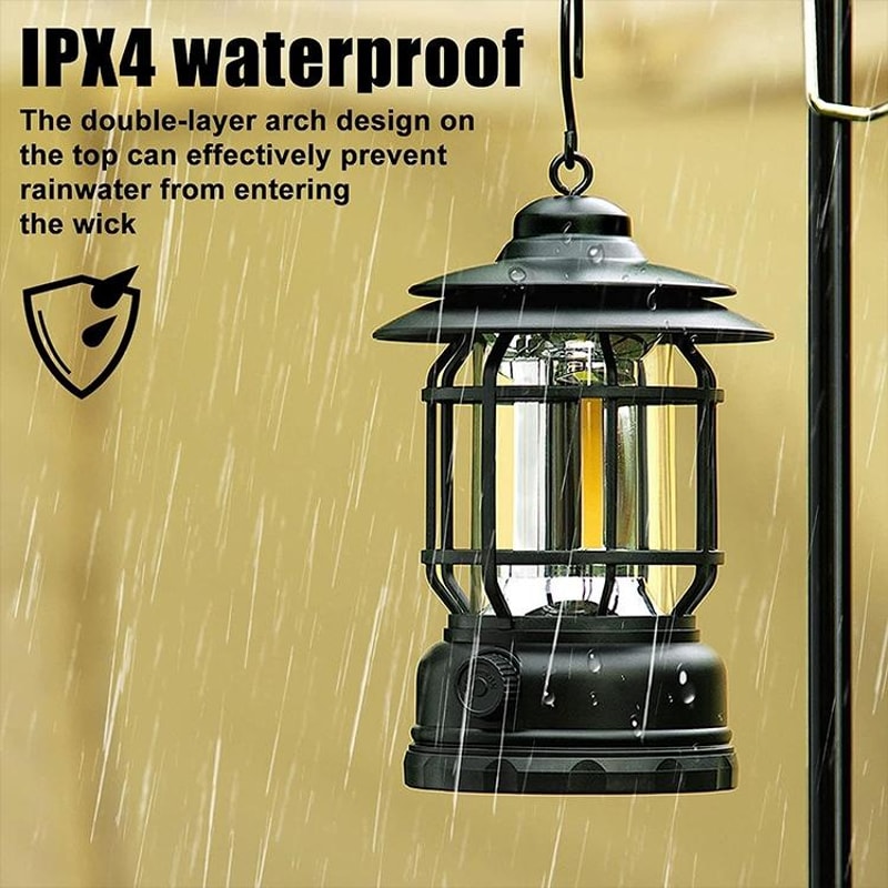 VintageGlow Camping Lantern USB Rechargeable Retro Emergency Light 7