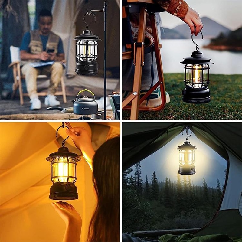 VintageGlow Camping Lantern USB Rechargeable Retro Emergency Light 9