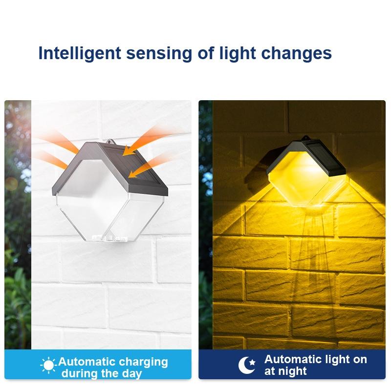 SolarGlow LED Garden Wall Lamp With Warm Color Changing Light 3