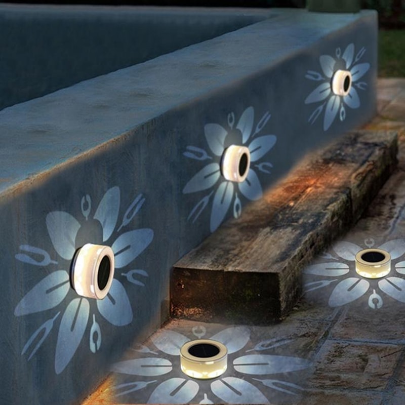 Solar Flower Pattern Wall Light For Garden Patio And Outdoor Landscape Decor 0