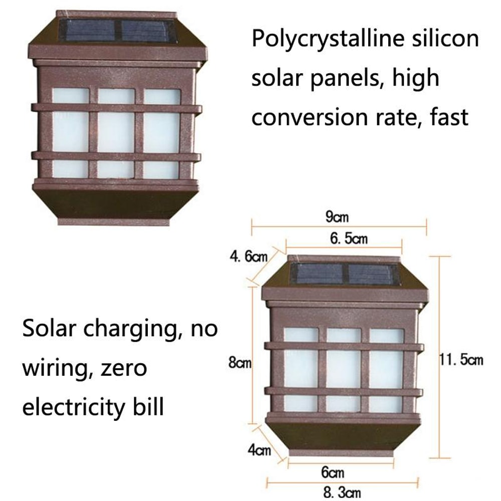 Solar LED Wall Light Outdoor Waterproof Garden Fence Lamp With Auto Dusk To Dawn Sensor 3