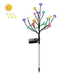 solar lotus garden lights with 16 led branch stakes for pathway and lawn decor