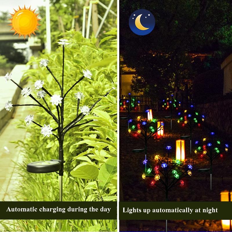 Solar Lotus Garden Lights With 16 LED Branch Stakes For Pathway And Lawn Decor 3