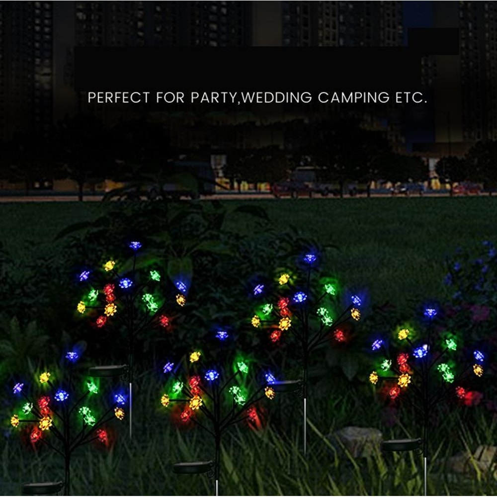 Solar Lotus Garden Lights With 16 LED Branch Stakes For Pathway And Lawn Decor 1