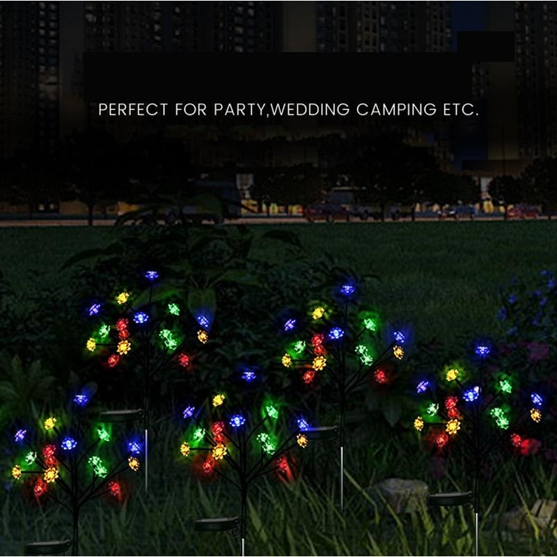 Solar Lotus Garden Lights With 16 LED Branch Stakes For Pathway And Lawn Decor 1