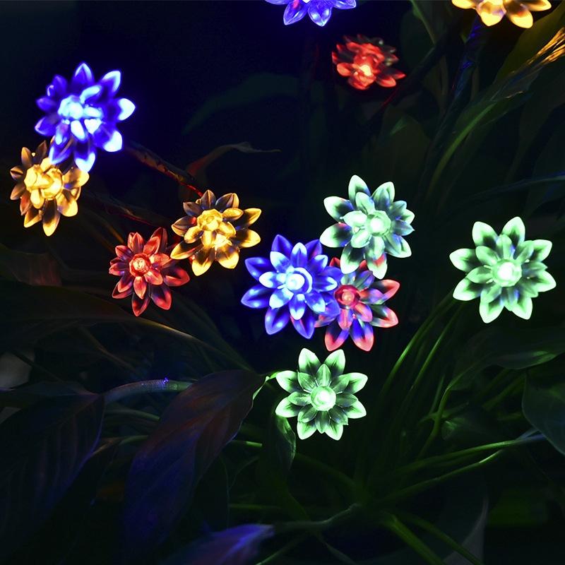 Solar Lotus Garden Lights With 16 LED Branch Stakes For Pathway And Lawn Decor 5