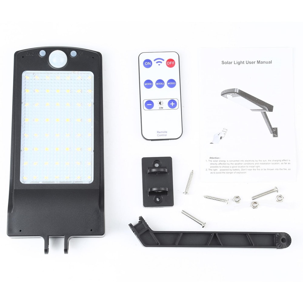 Remote Control Solar Wall Light With Motion Sensor IP65 Waterproof 56 LED Security Lamp 2