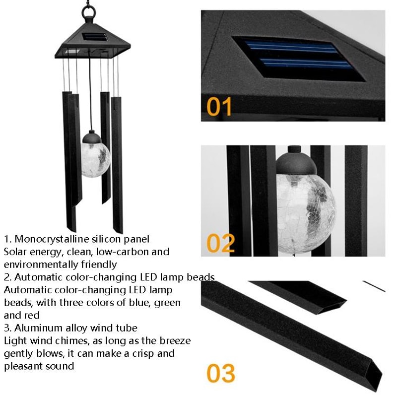 Solar Wind Ring Garden Light Waterproof Hanging LED Lantern 2