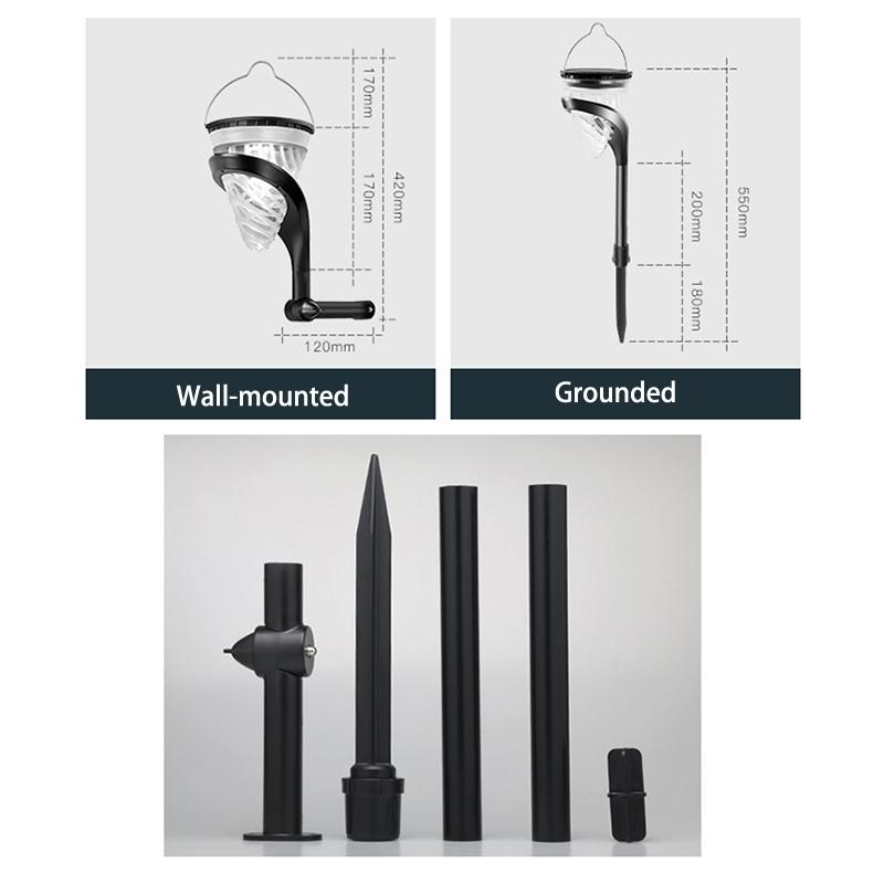 Solar Cone Garden Light Outdoor Wall Lawn LED Lamp 5