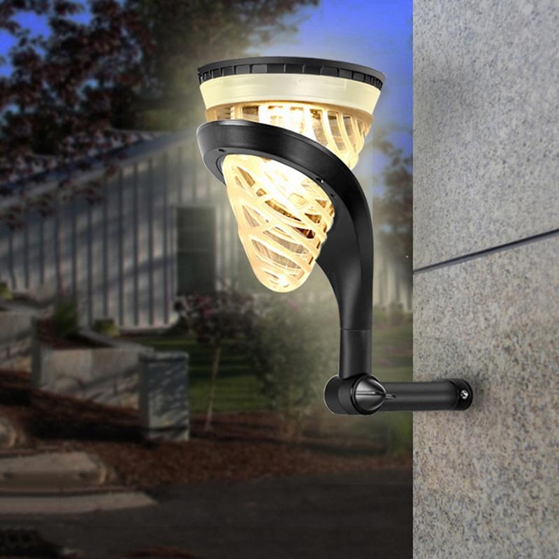 Solar Cone Garden Light Outdoor Wall Lawn LED Lamp 6