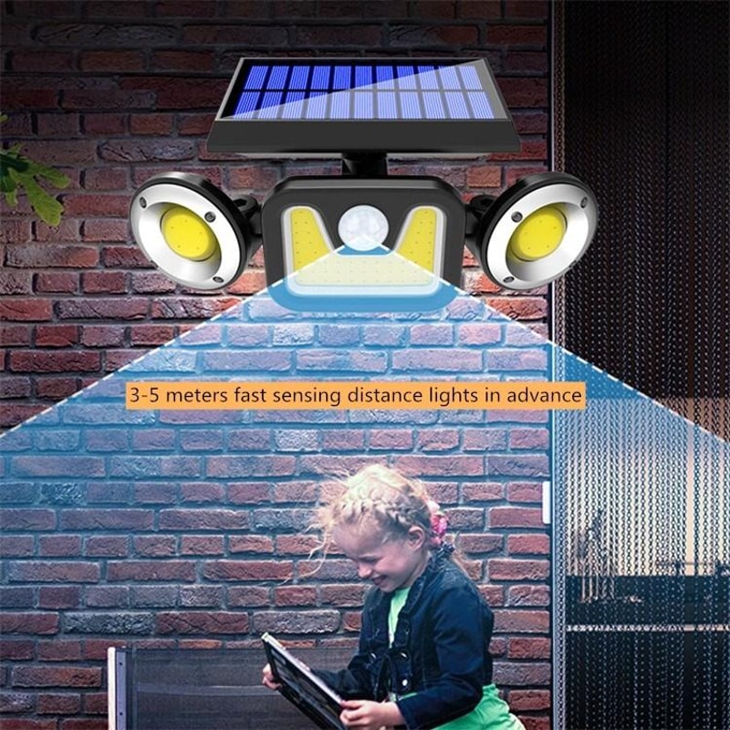Solar Motion Sensor Wall Light IP65 Waterproof 3 Head LED Security Lamp 3