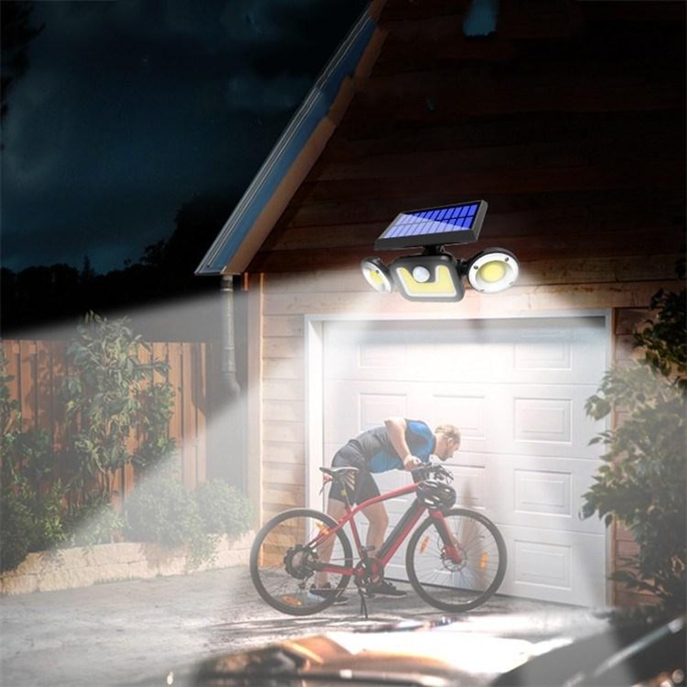 Solar Motion Sensor Wall Light IP65 Waterproof 3 Head LED Security Lamp 4