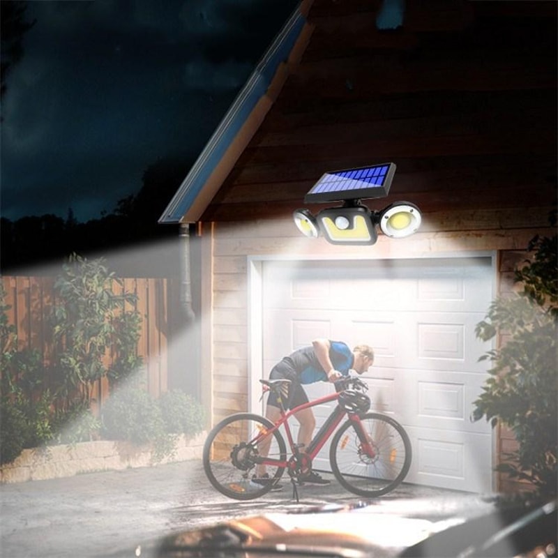 Solar Motion Sensor Wall Light IP65 Waterproof 3 Head LED Security Lamp 4