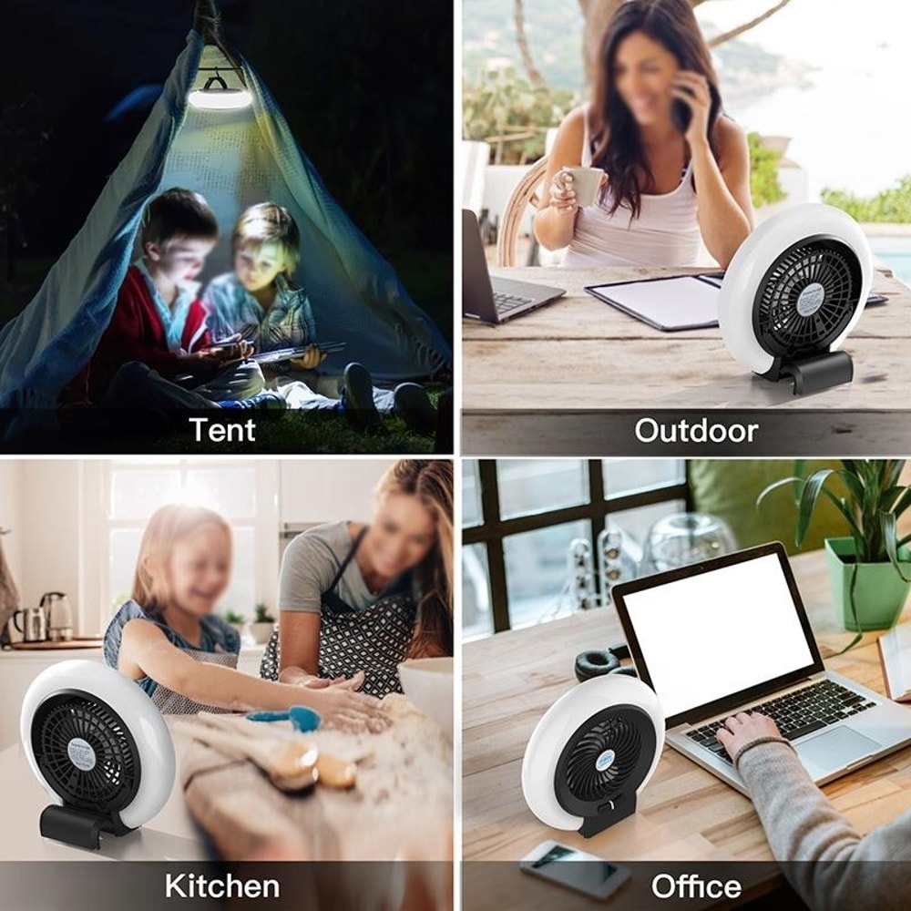 Rechargeable LED Camping Fan Light Portable Outdoor Hanging Tent Lantern