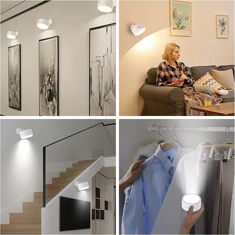 360 Magnetic LED Cabinet Spotlight Night Light With Remote Control USB Rechargeable Design 8