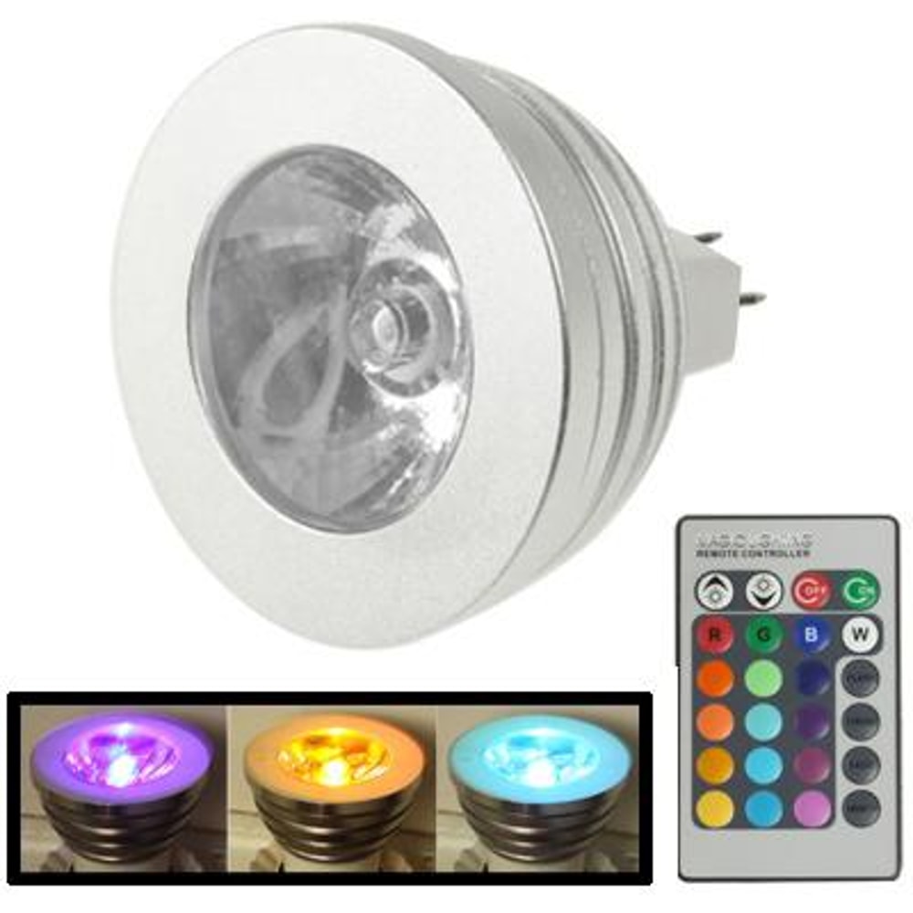 RGB LED Light Bulb With Remote Control 12V 3W Color Changing Spotlight 3