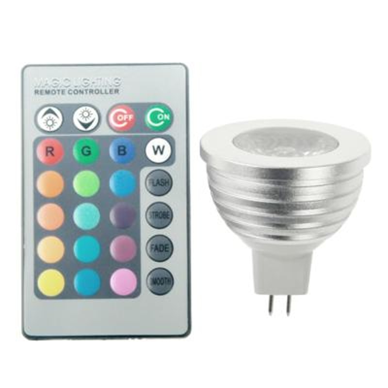 RGB LED Light Bulb With Remote Control 12V 3W Color Changing Spotlight 1