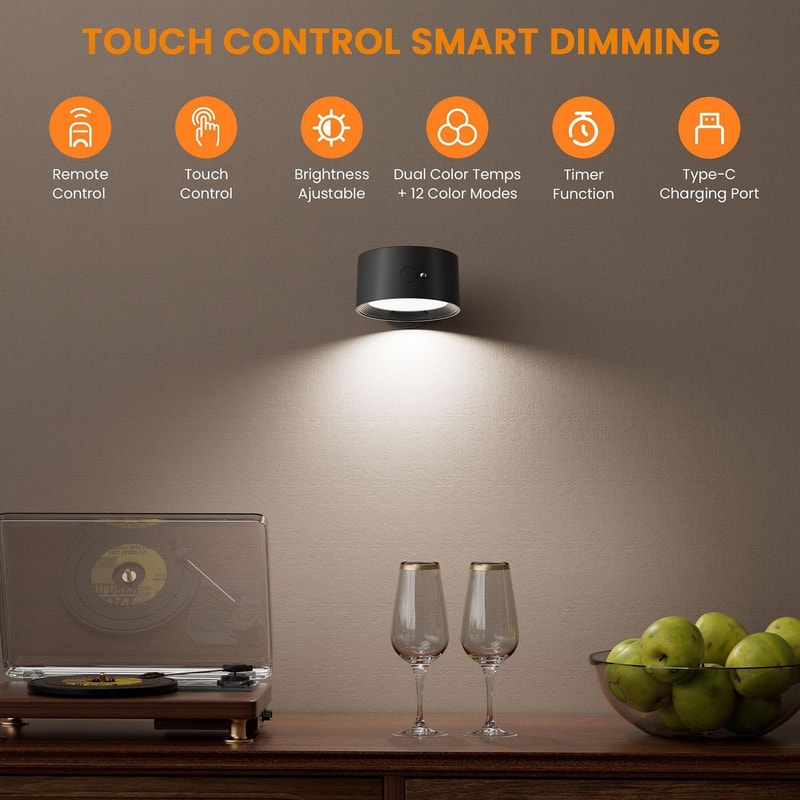 RGB Wall Light With Touch Control Adjustable Magnetic Lamp Head 3