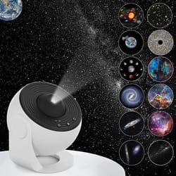 galaxy star projector night light with 12 space films for kids bedroom decor