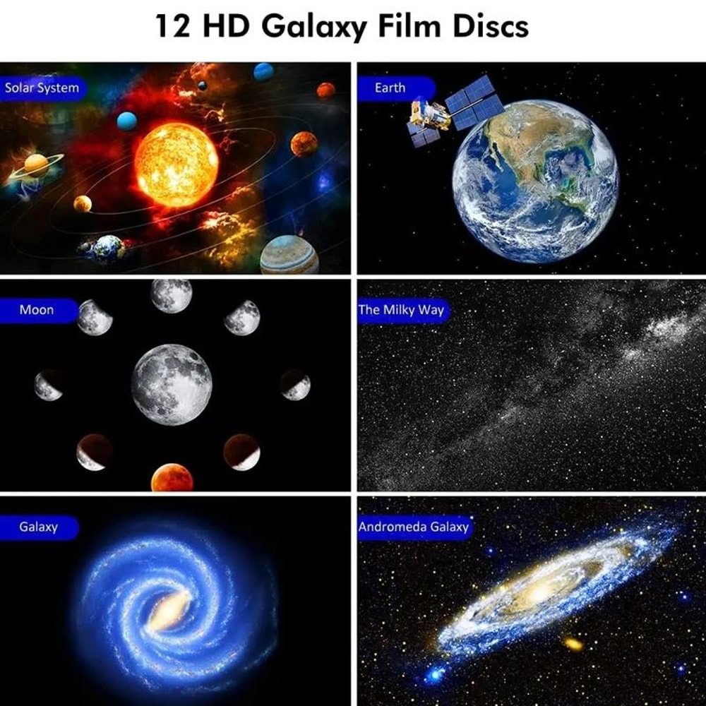 Galaxy Star Projector Night Light With 12 Space Films For Kids Bedroom Decor 9