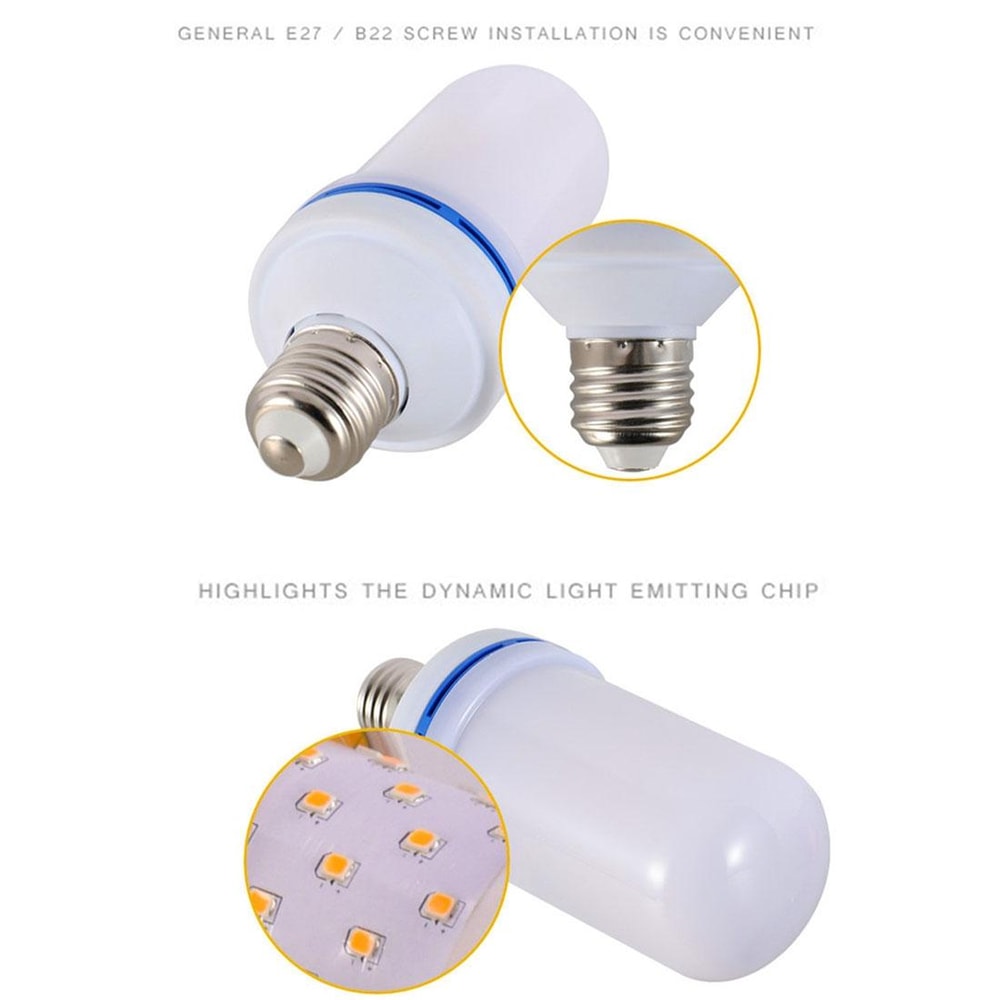 3 Mode LED Flame Light Bulb 6W Flickering Fire Effect Lamp For Home Party Decor 4