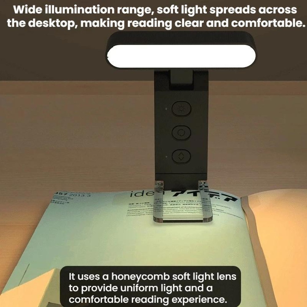 Rechargeable LED Reading Light Clip Bookmark Lamp With Adjustable Brightness Eye Care Modes 3