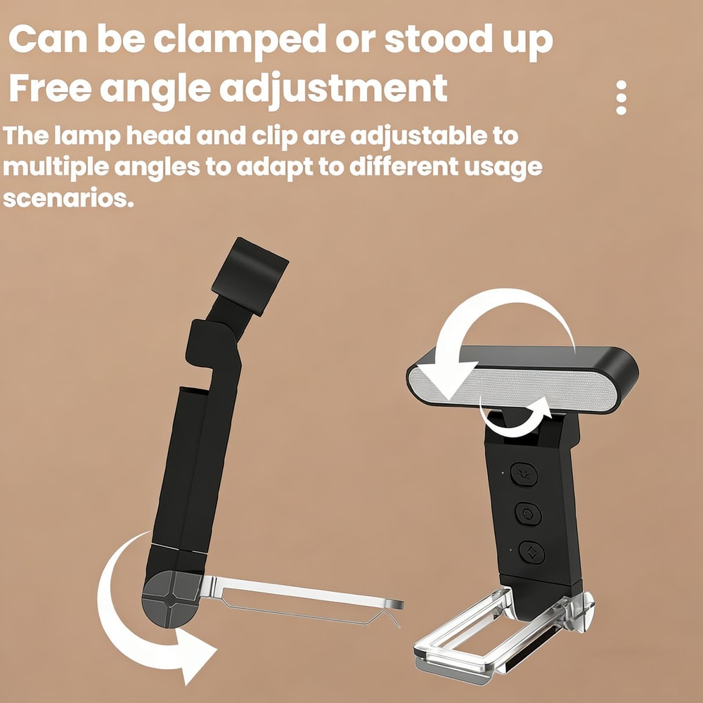 Rechargeable LED Reading Light Clip Bookmark Lamp With Adjustable Brightness Eye Care Modes 6