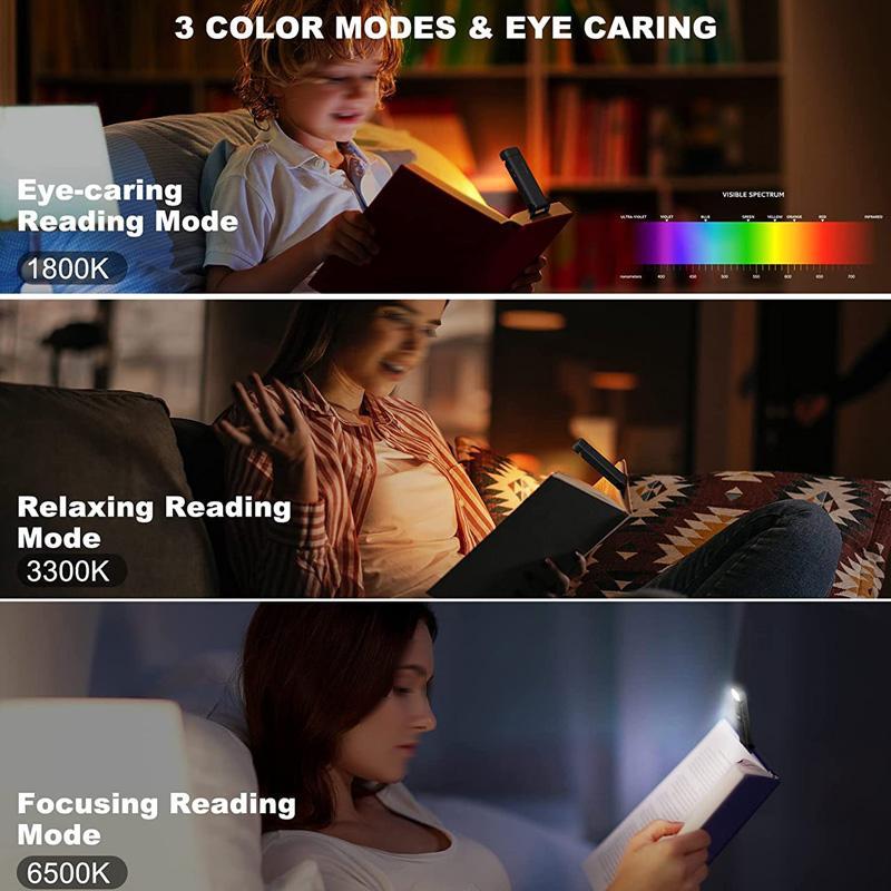 Rechargeable LED Book Light Clip On Reading Lamp With Eye Protection And Adjustable Brightness 3