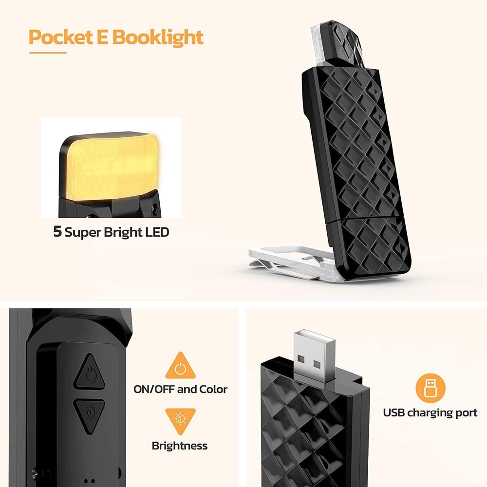 Rechargeable LED Book Light Clip On Reading Lamp With Eye Protection And Adjustable Brightness 4