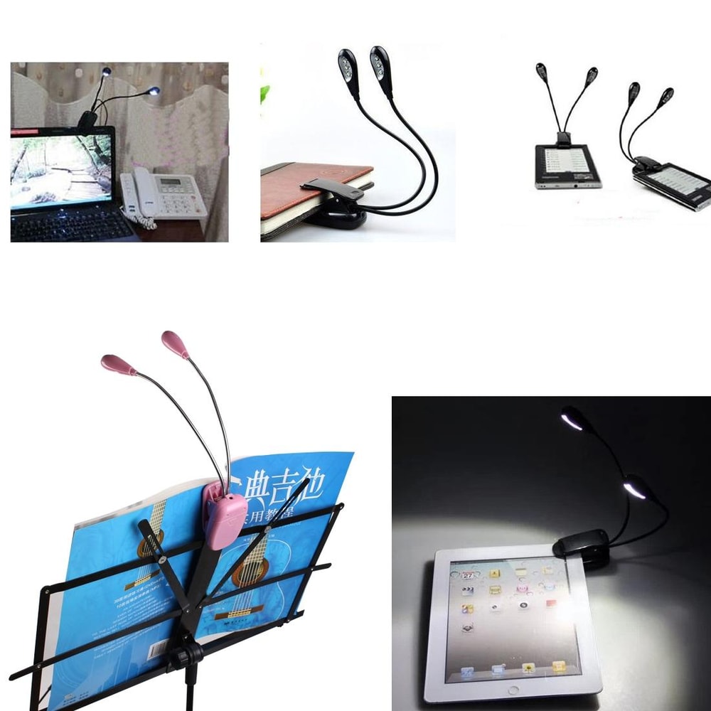FlexGlow Dual Arm LED Book Light Clip On Reading Lamp For Books Laptops Travel 7