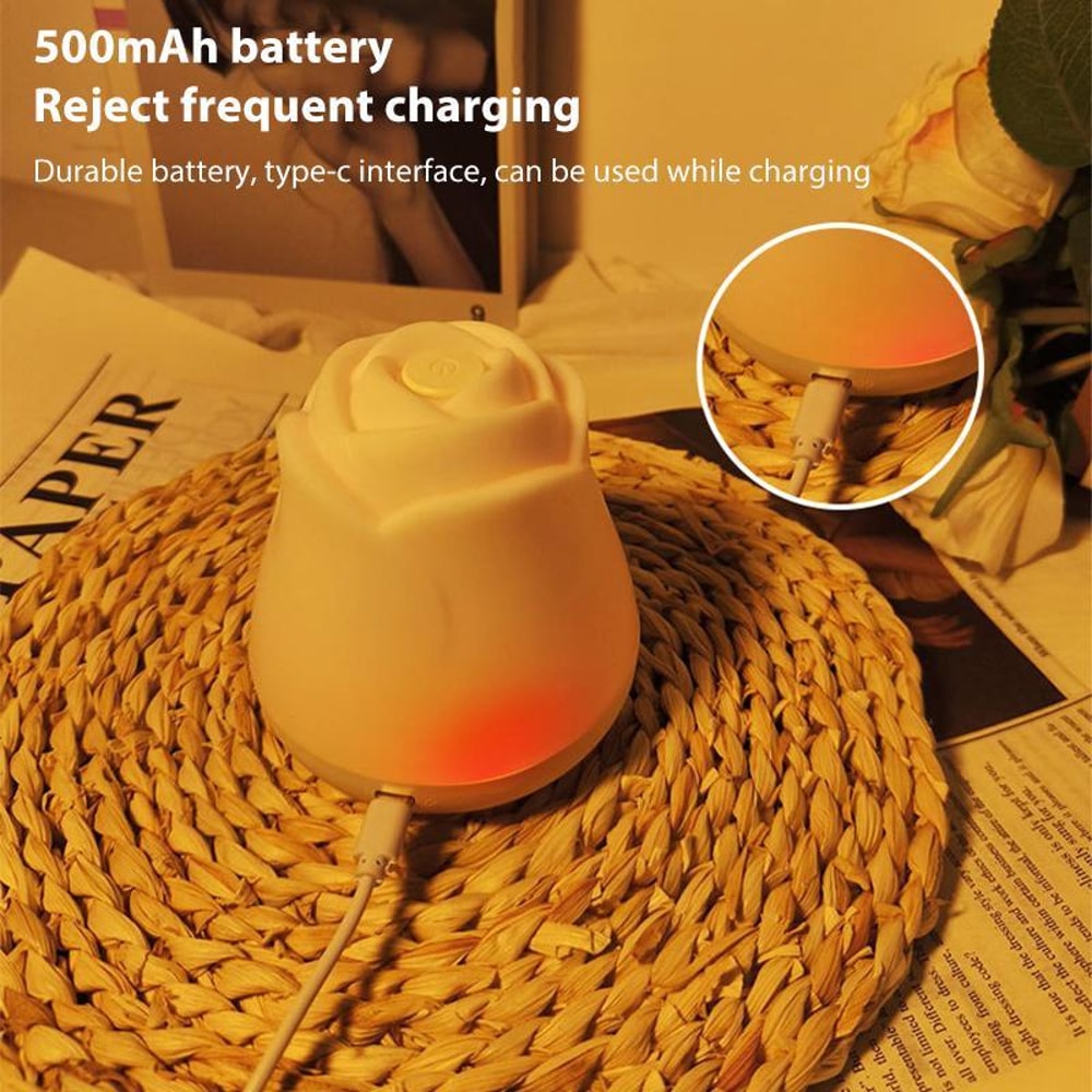 Rechargeable Rose Night Light Touch Sensor Bedside Lamp With 3 Color Dimmable Ambient Lighting 7