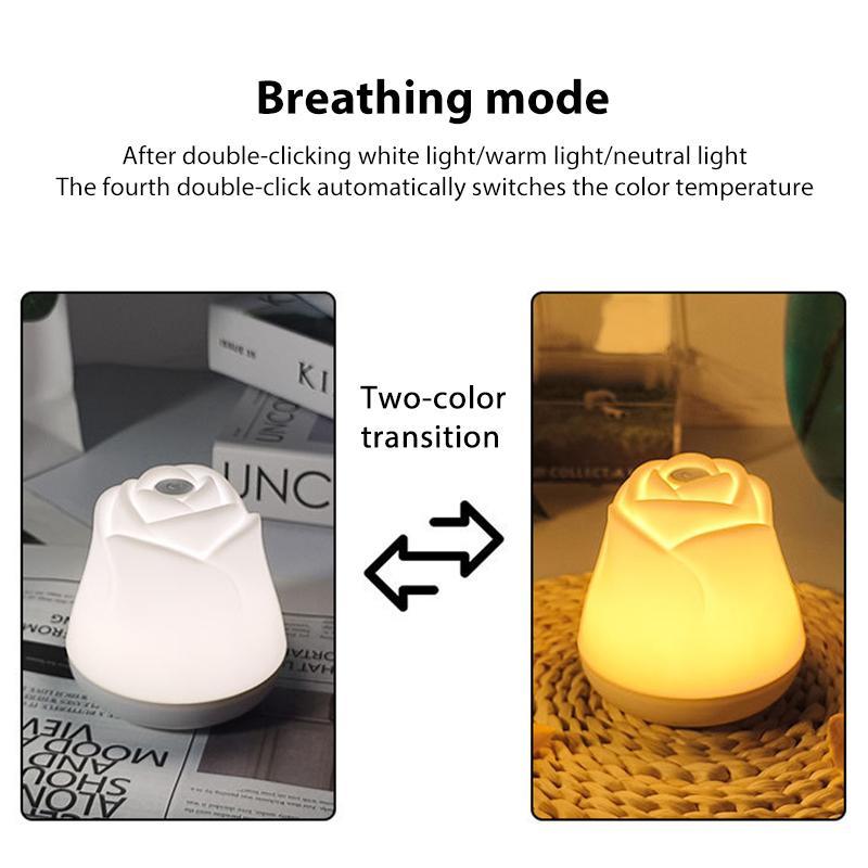 Rechargeable Rose Night Light Touch Sensor Bedside Lamp With 3 Color Dimmable Ambient Lighting 9