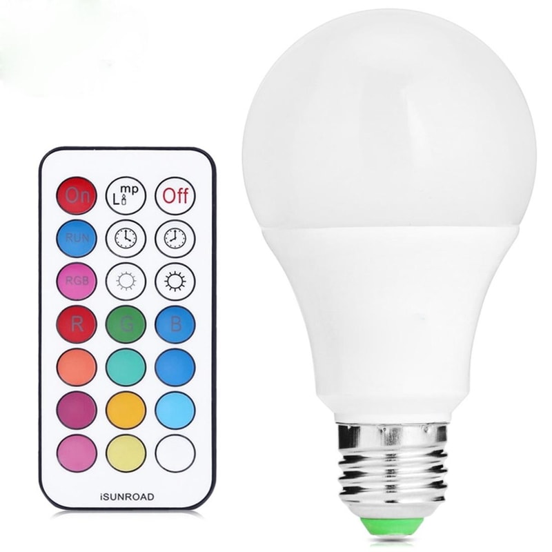 10W RGB LED Light Bulb E27 Dimmable Color Changing Lamp With Remote Control 0