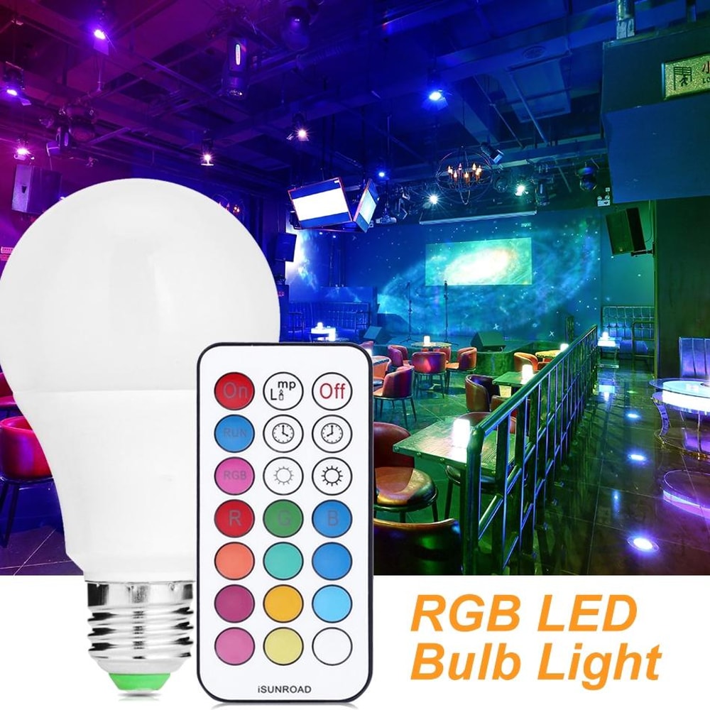 10W RGB LED Light Bulb E27 Dimmable Color Changing Lamp With Remote Control 5