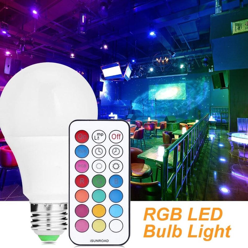 10W RGB LED Light Bulb E27 Dimmable Color Changing Lamp With Remote Control 5