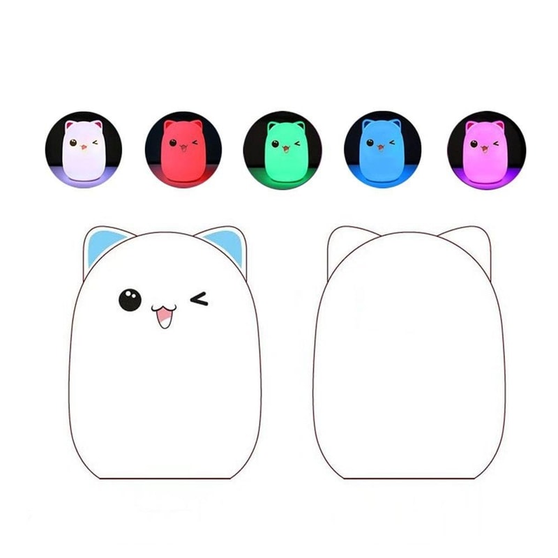 Color Changing Cat Night Light USB Rechargeable Silicone LED Lamp For Kids Bedroom Decor 1