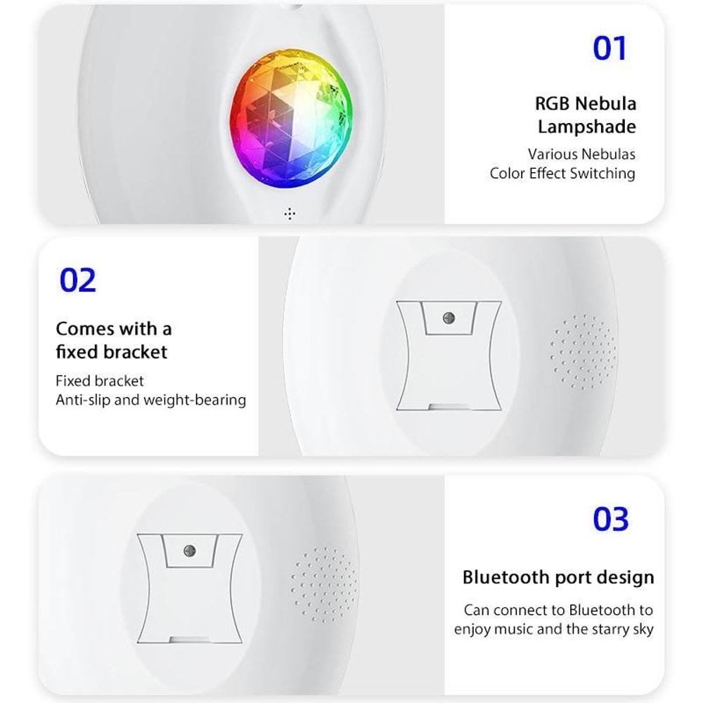 AuroraGlow Galaxy Projector Night Light With Bluetooth Speaker Remote Control 5