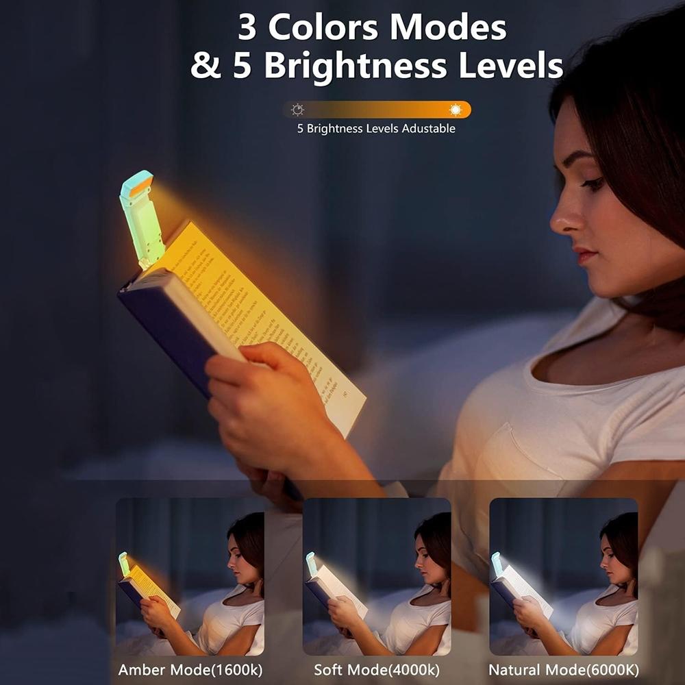 USB Rechargeable Clip On Reading Light With 3 Color Modes Eye Protection 9