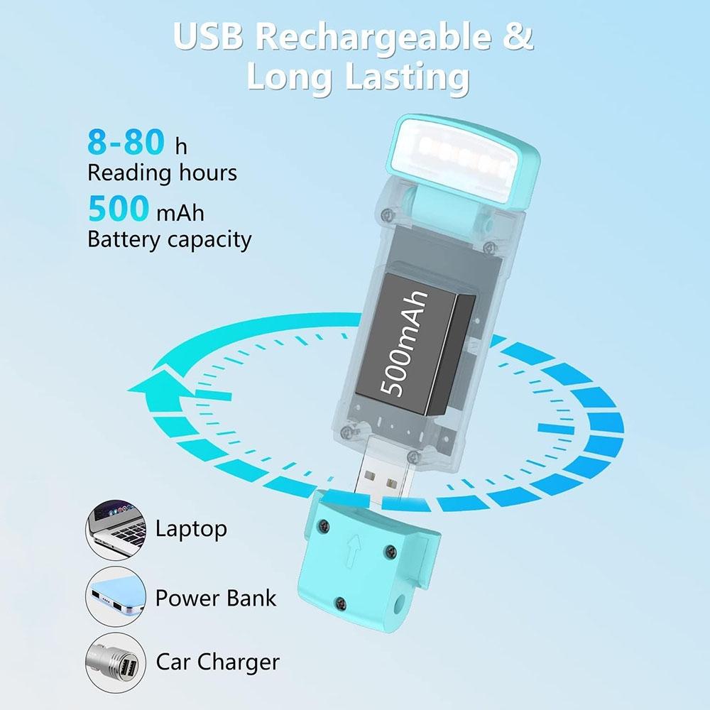USB Rechargeable Clip On Reading Light With 3 Color Modes Eye Protection 4