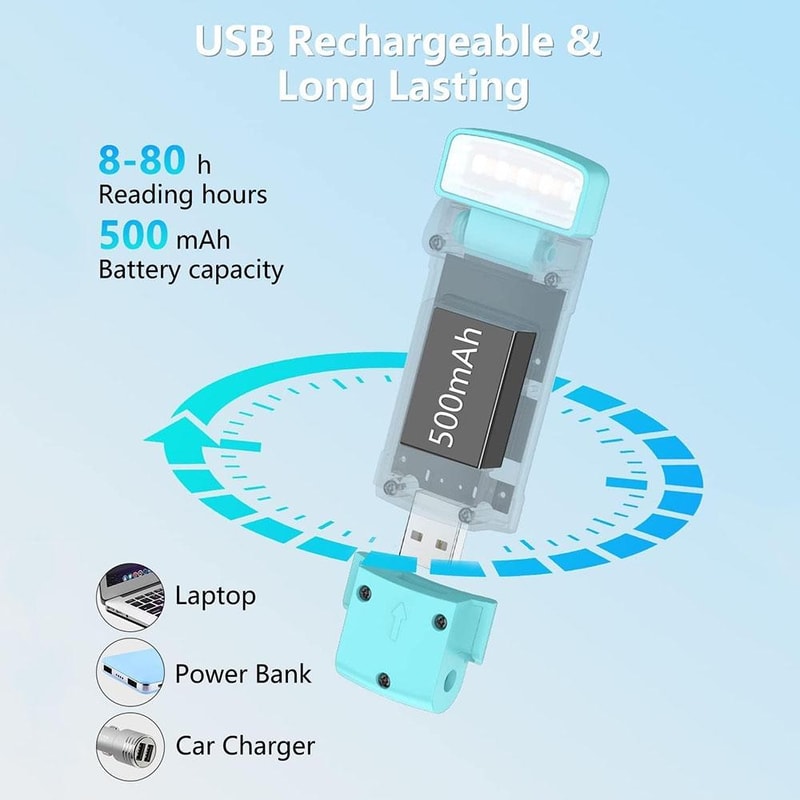 USB Rechargeable Clip On Reading Light With 3 Color Modes Eye Protection 4