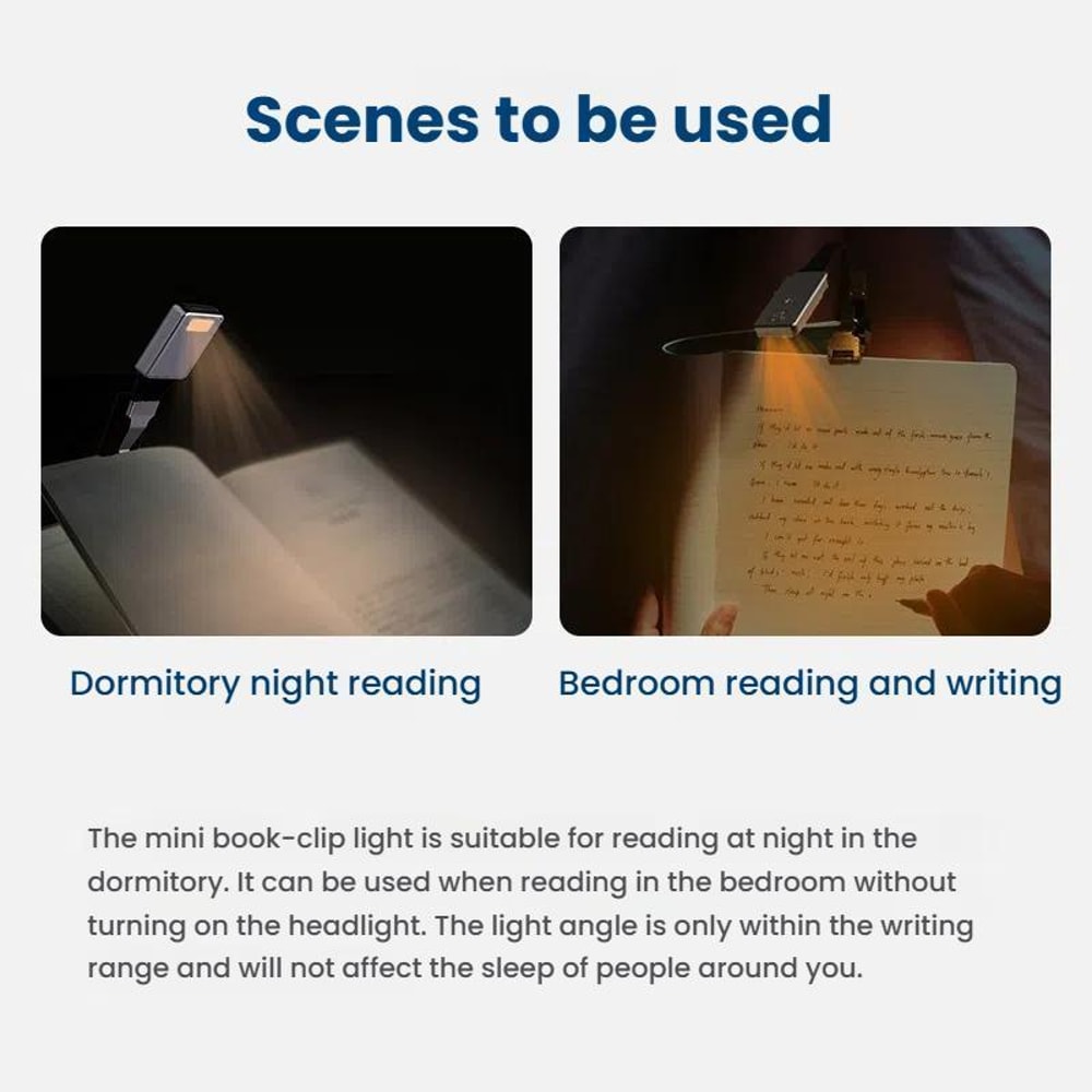 Rechargeable Book Light Clip On Reading Lamp With 3 Color Modes Magnetic Bookmark Design 7