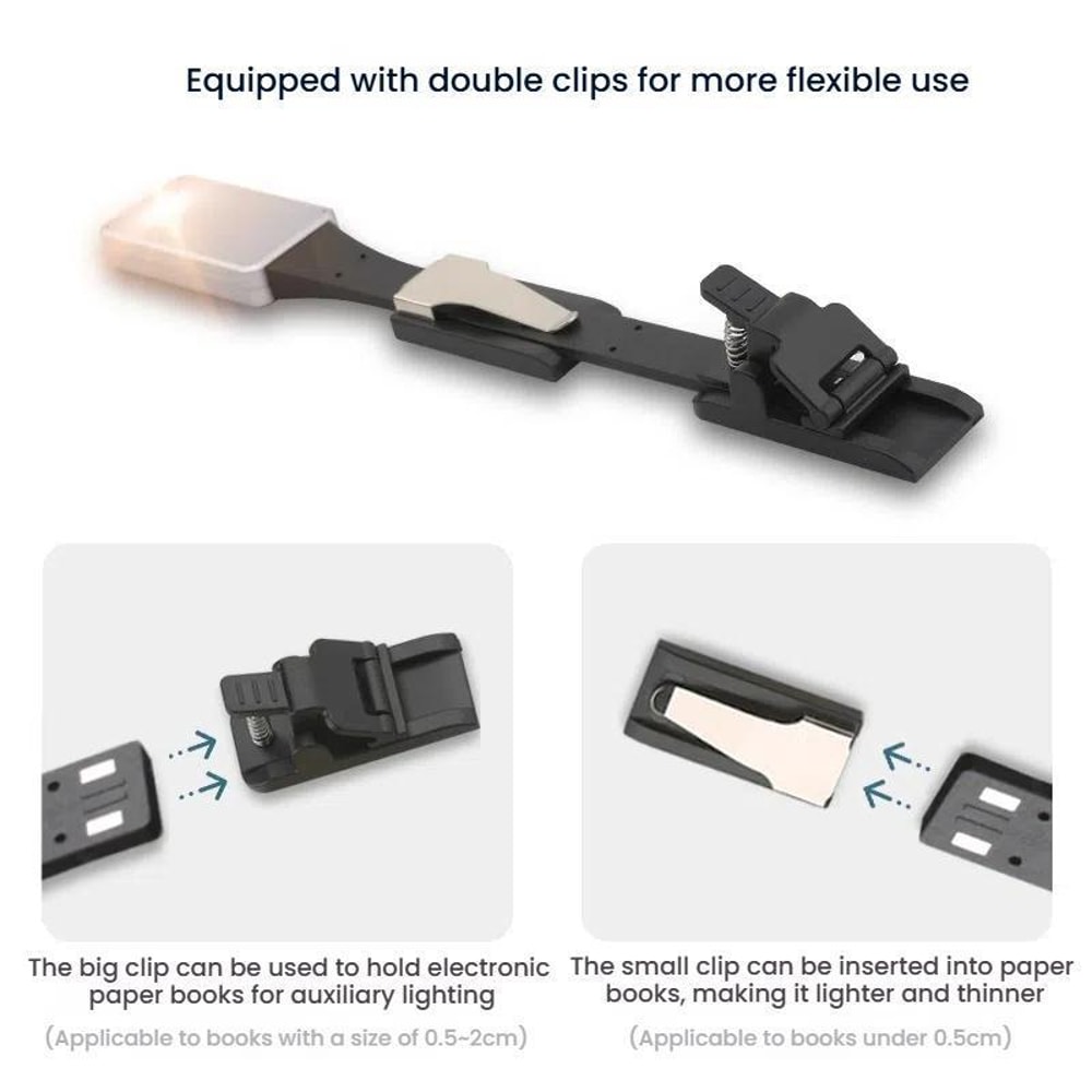 Rechargeable Book Light Clip On Reading Lamp With 3 Color Modes Magnetic Bookmark Design 3