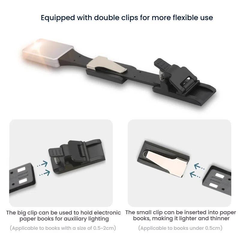 Rechargeable Book Light Clip On Reading Lamp With 3 Color Modes Magnetic Bookmark Design 3