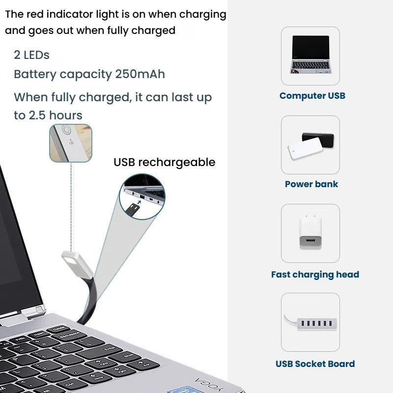 Rechargeable Book Light Clip On Reading Lamp With 3 Color Modes Magnetic Bookmark Design 5