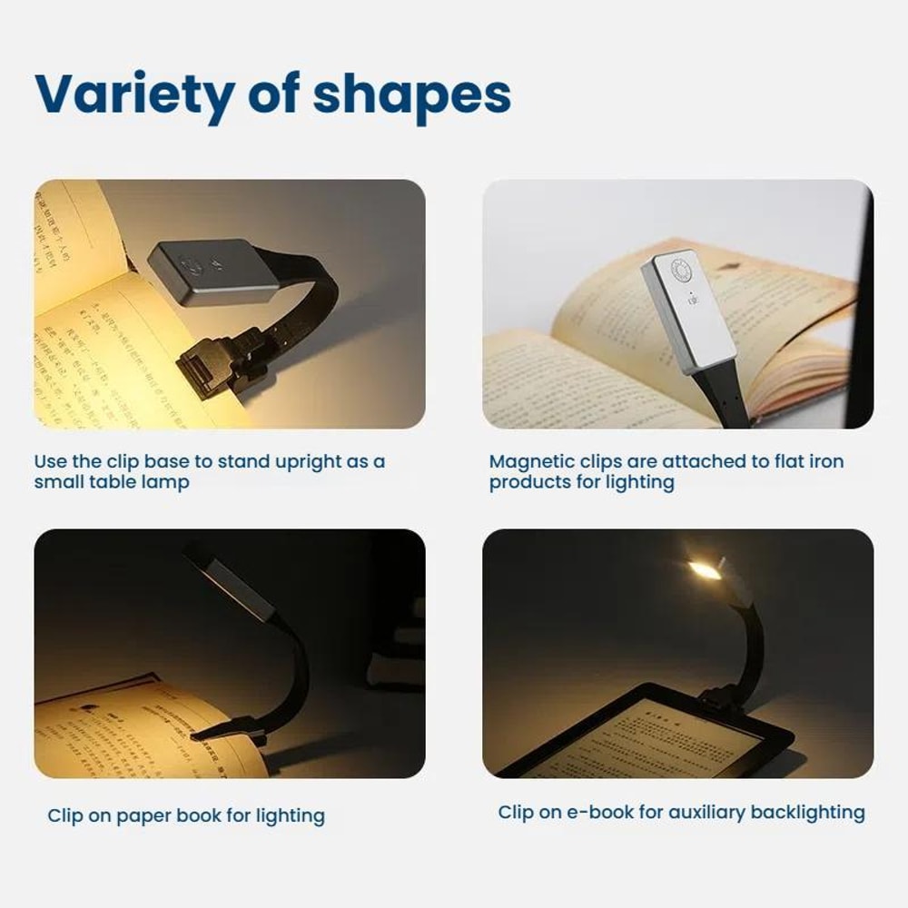 Rechargeable Book Light Clip On Reading Lamp With 3 Color Modes Magnetic Bookmark Design 6