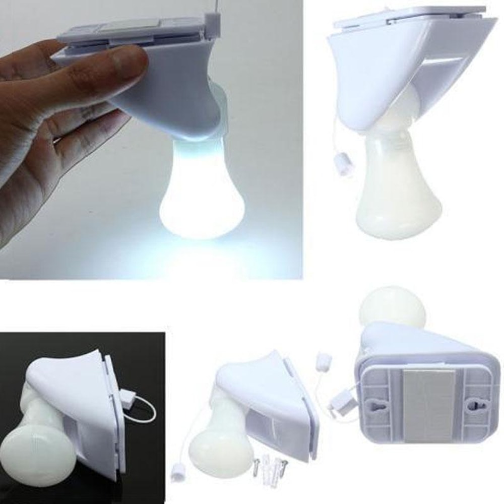 Portable LED Night Light Pull Cord Bedside Lamp For Bedroom Closet Emergency Use 2
